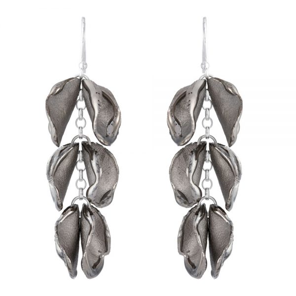 Drop earrings with 3 'twin' petals (ii)